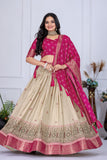 Royal thread lehenga collection  Heavy Lichi Fabric With Jacquard Border