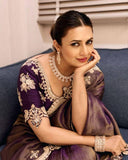 Fendy Silk Satin Fabric Saree with Zari & Sequin Work RO9715