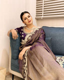 Fendy Silk Satin Fabric Saree with Zari & Sequin Work RO9715