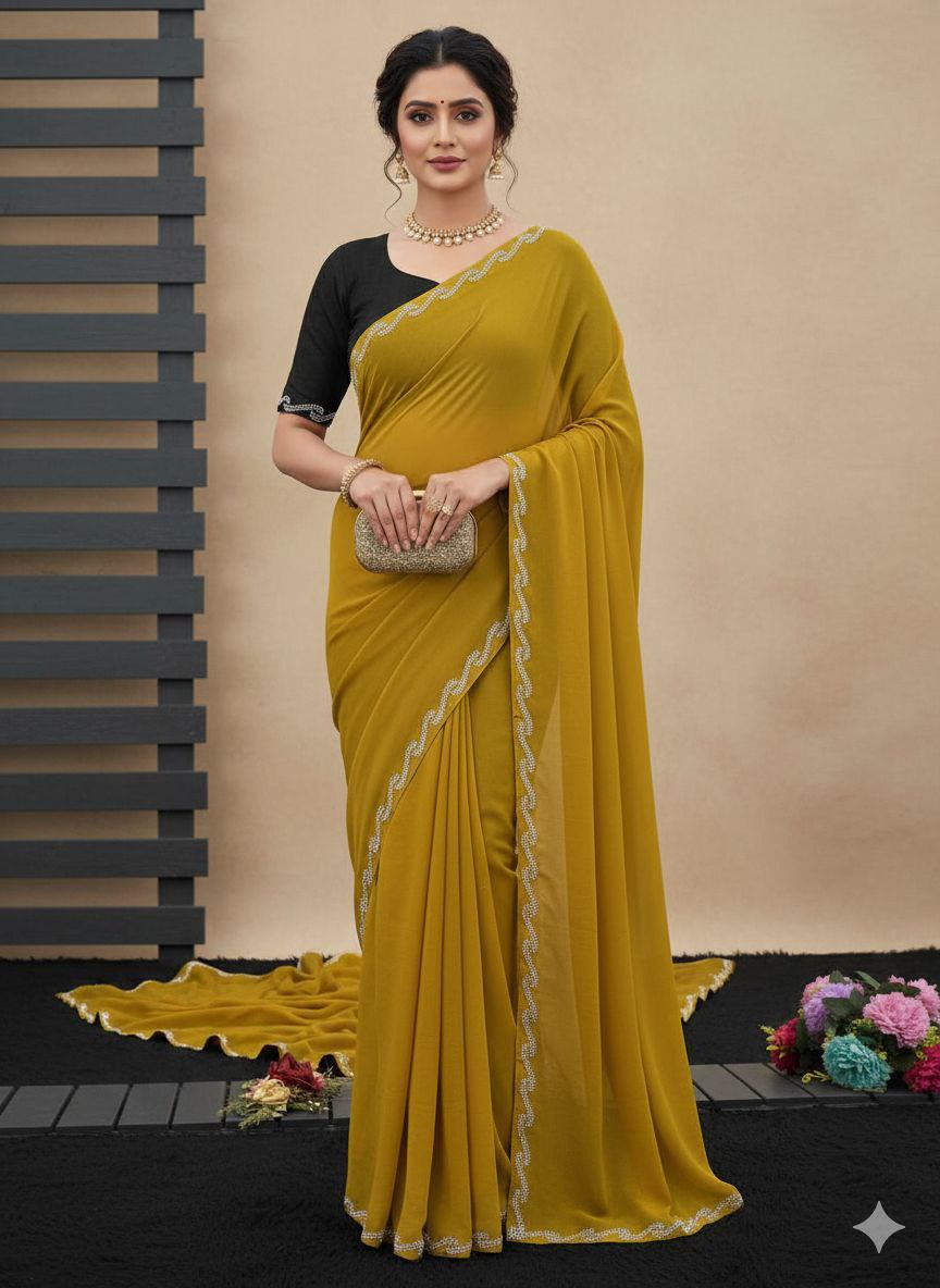 Georgette Silk Saree with Swarovski Work (RO)