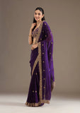 Satin Silk Saree with Sequins & Jari Dori Work (RO)