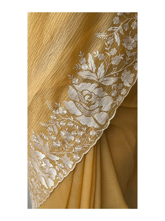 Designer Bandhej Candy Crush Silk Saree with Embroidered Border (RO)