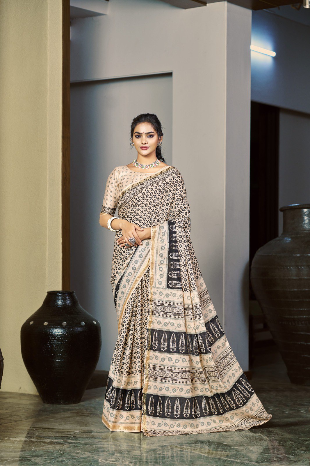 Mulmul Silk Pure Cotton Saree with Zari Border (RO)