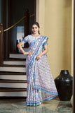 Mulmul Silk Pure Cotton Saree with Zari Border (RO)