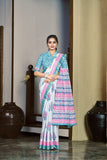 Mulmul Silk Pure Cotton Saree with Zari Border (RO)