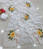 Pure Soft Georgette Silk Saree with Digital Floral Prints (RO)