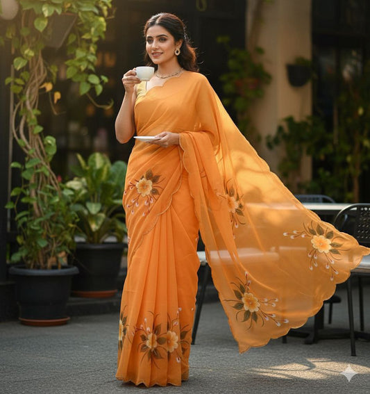 Pure Soft Georgette Silk Saree with Digital Floral Prints (RO)