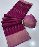 Heavy Mysore Silk Saree with All-Over Weaving & Two-Tone Padding Border (RO)