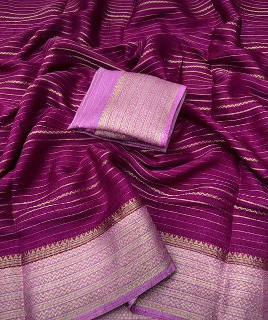 Heavy Mysore Silk Saree with All-Over Weaving & Two-Tone Padding Border (RO)