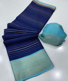 Heavy Mysore Silk Saree with All-Over Weaving & Two-Tone Padding Border (RO)