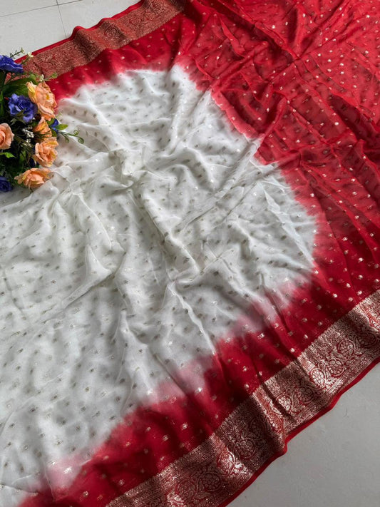 Viscose Georgette Saree with Contrast Pallu & Running Viscose Blouse (RO)