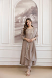 Vichitra Silk Embroidered Anarkali Kurta Set with Sharara & Dupatta (RO)