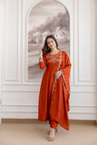 Vichitra Silk Embroidered Anarkali Kurta Set with Sharara & Dupatta (RO)
