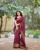 Soft Lichi Silk Saree with Elegant Jacquard Work (RO)