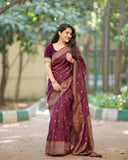 Soft Lichi Silk Saree with Elegant Jacquard Work (RO)