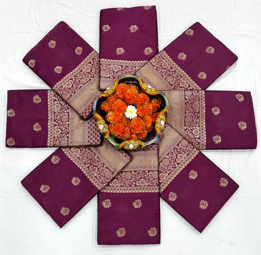 Soft Lichi Silk Saree with Elegant Jacquard Work (RO)