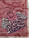 Tissue Saree with beautiful embroidery & sequins work (RO)
