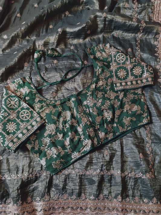 Tissue Saree with beautiful embroidery & sequins work (RO)