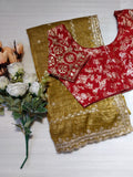 Tissue Saree with beautiful embroidery & sequins work (RO)