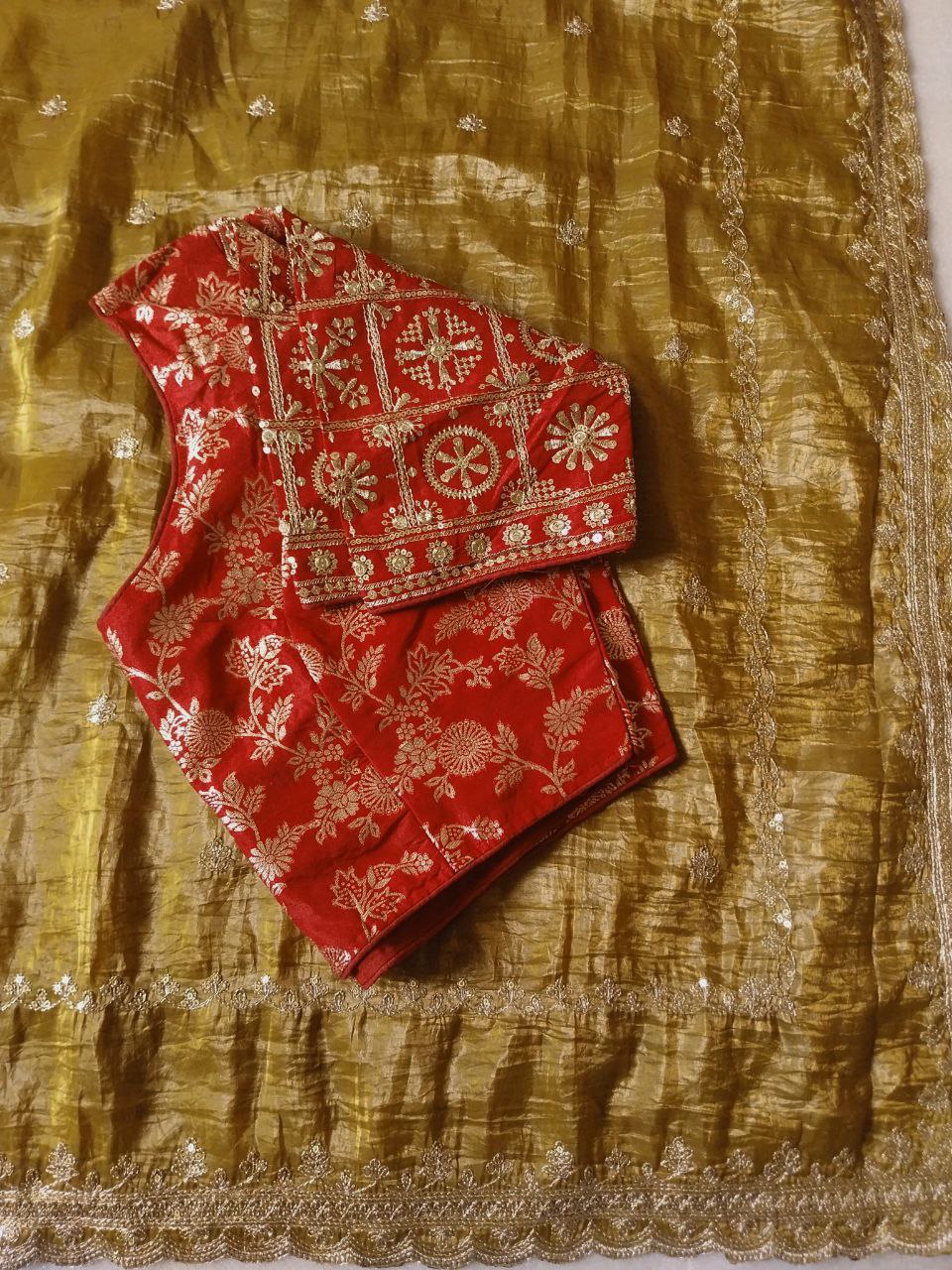 Tissue Saree with beautiful embroidery & sequins work (RO)