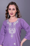 Trendy Rayon Slub Kurti for Women – Embroidered Three-Quarter Sleeve (RO)