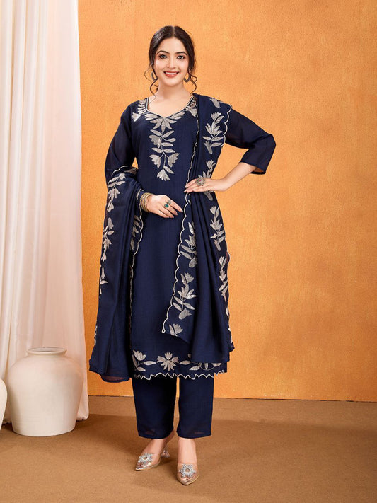 Elegant Vichitra Silk Kurta Set (RO)