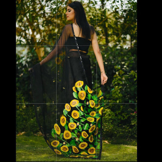 Premium Organza Saree with Handwork & Silk Blouse (RO)