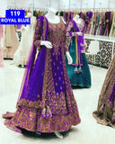 Premium Bridal 2-in-1 Lacha / Lehenga / Suit – Raspberry Pink & Royal Blue (RO)