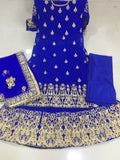 Premium Bridal 2-in-1 Lacha / Lehenga / Suit – Raspberry Pink & Royal Blue (RO)
