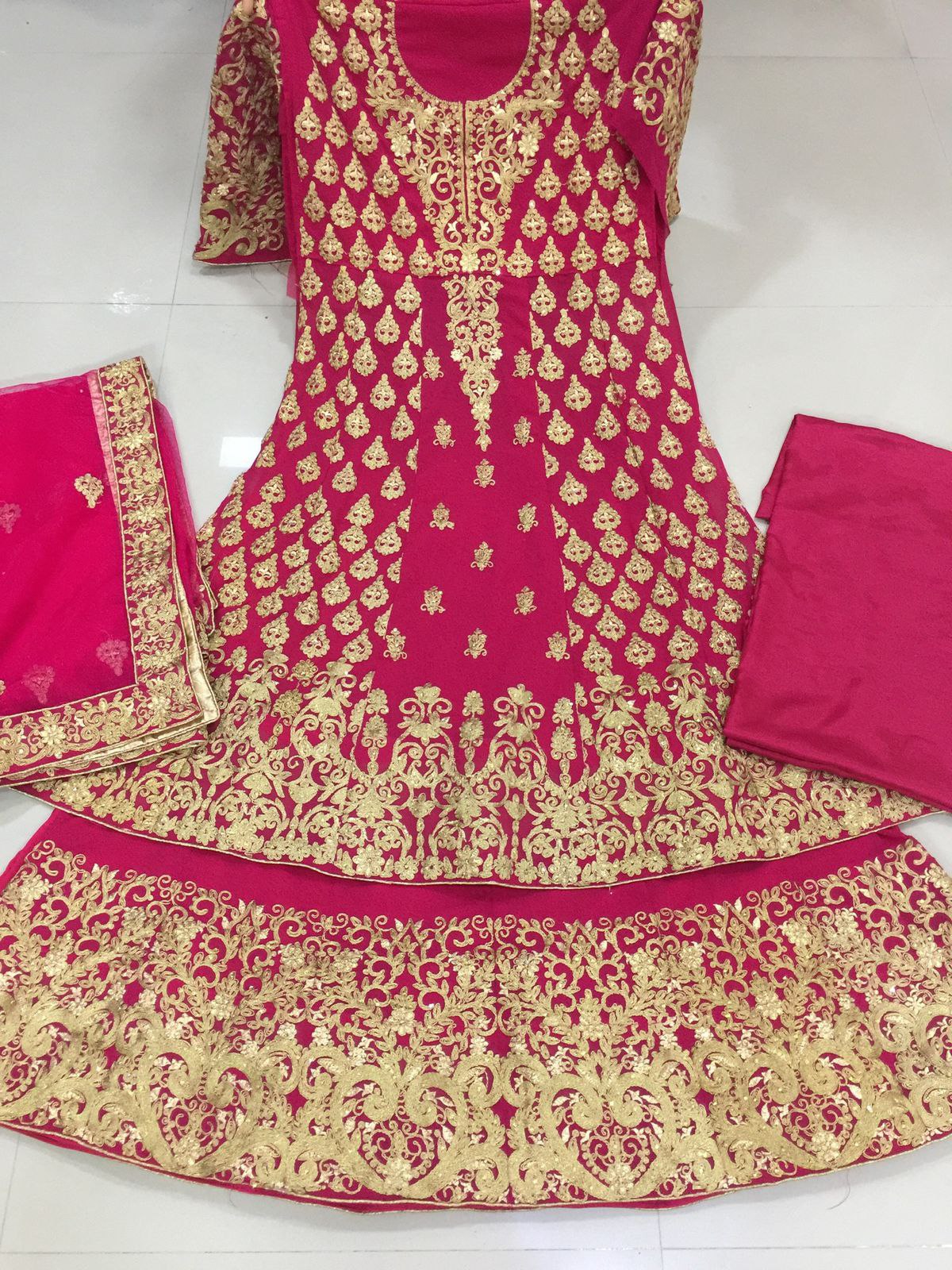 Premium Bridal 2-in-1 Lacha / Lehenga / Suit – Raspberry Pink & Royal Blue (RO)
