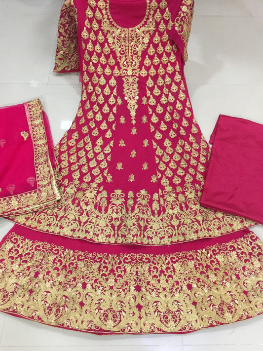 Premium Bridal 2-in-1 Lacha / Lehenga / Suit – Raspberry Pink & Royal Blue (RO)