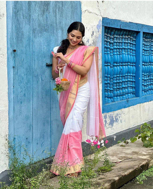 Heavy Linen Blooming Digital Print Saree (RO)