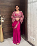 Ready-to-Wear Heavy Chinnon Silk Saree with Full-Stitched Blouse & Jacket (RO)