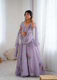 Elegant Georgette Hand-Painted Lehenga Set with Cascade Dupatta  (RO)
