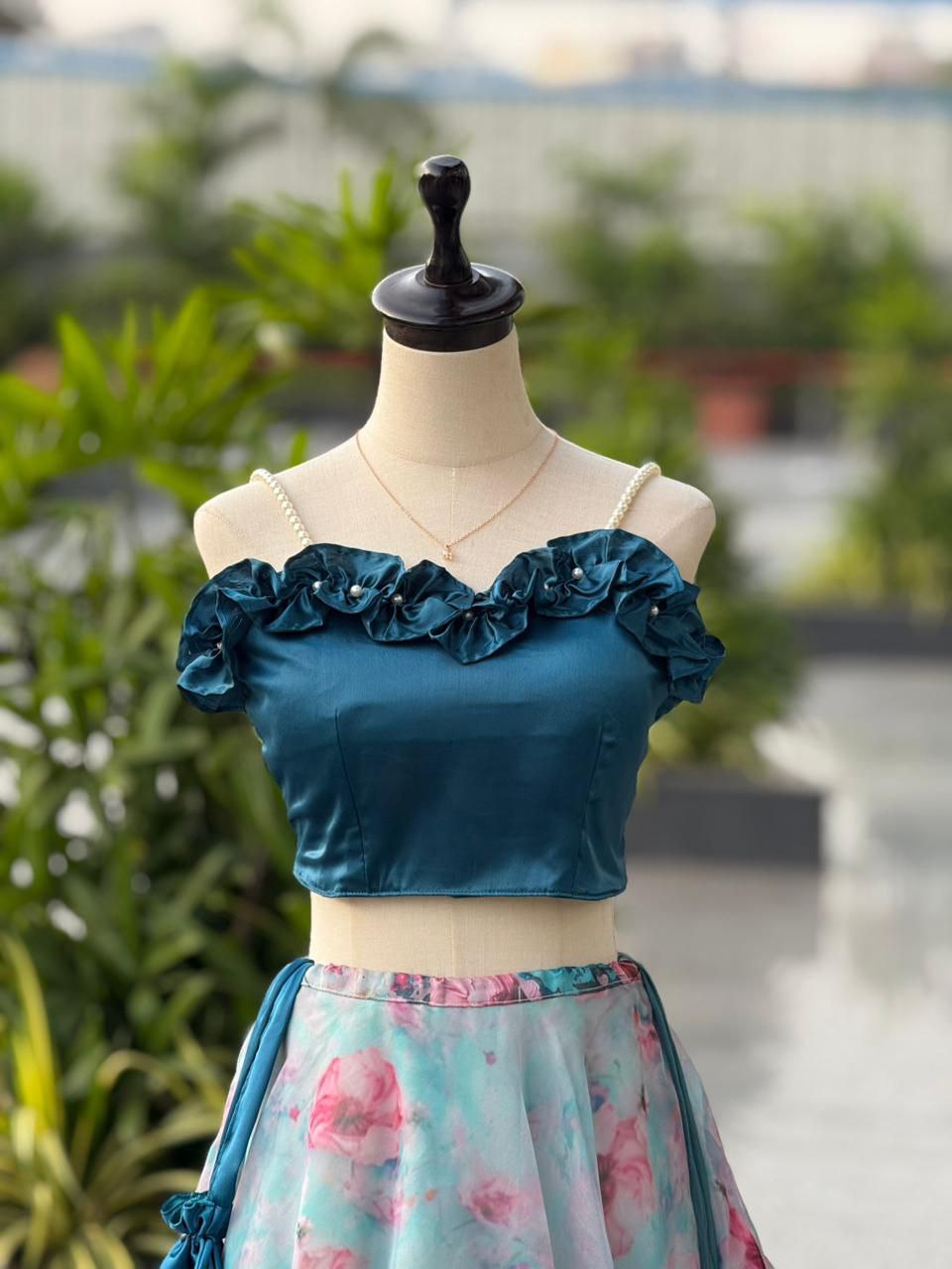 Pure Organza Silk Digital Printed Lehenga Set with Japan Satin Blouse & Batwa (RO)
