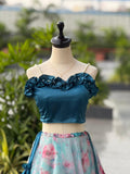 Pure Organza Silk Digital Printed Lehenga Set with Japan Satin Blouse & Batwa (RO)