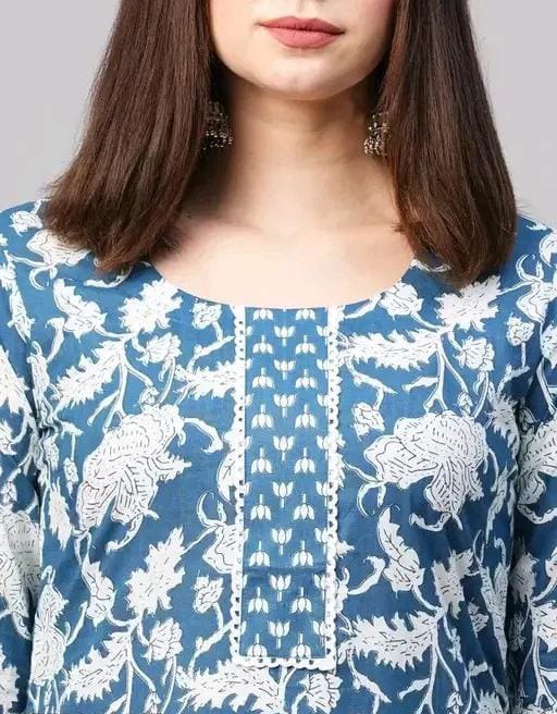 Casual Daily Wear Cotton Printed Kurti Co-ord Set (RO)