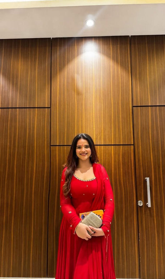 Elegant Fox Georgette Anarkali Suit Set with Dupatta – Full Length & Lined (RO)