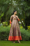 Elegant Semi-Kanjivaram Silk Gown with Crepe Lining (RO)