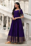 Elegant Soft Silk Gown with Zari Weaving and Figure Border (RO)