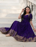 Elegant Soft Silk Gown with Zari Weaving and Figure Border (RO)