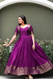 Elegant Soft Silk Gown with Zari Weaving and Figure Border (RO)