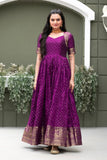 Elegant Soft Silk Gown with Zari Weaving and Figure Border (RO)