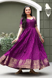 Elegant Soft Silk Gown with Zari Weaving and Figure Border (RO)