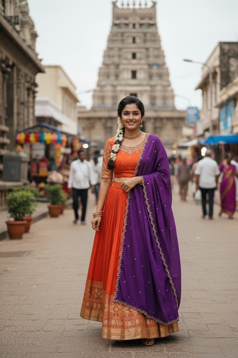 Fully Stitched Viscose Silk Lehenga Set with Dupatta (RO)