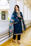Viscose Chanderi Embroidered Suit Set with Jacquard Organza Dupatta (RO)