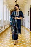 Viscose Chanderi Embroidered Suit Set with Jacquard Organza Dupatta (RO)