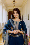 Viscose Chanderi Embroidered Suit Set with Jacquard Organza Dupatta (RO)
