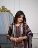 Rayon Kurta Set with Matching Pant and Printed Dupatta (RO)