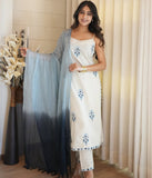 Cotton Flex Kurta Set with Embroidered Kurti and Dayable Kota Dupatta (RO)